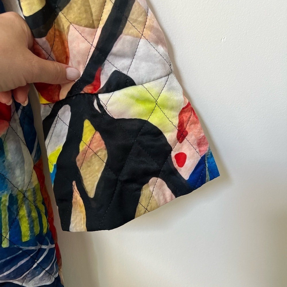 Damee Vintage Wearable Art Jacket Abstract Patchwork Artsy Teacher Core Blazer - Picture 5 of 6